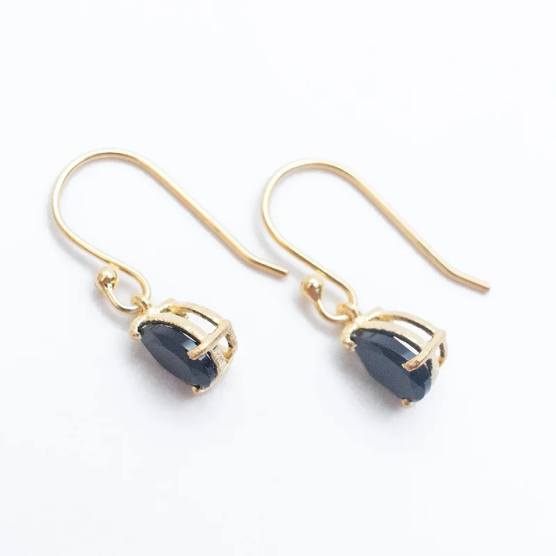 Ladies earrings ethical diamond designs-Gold Vermeil Onyx Teardrop Earrings