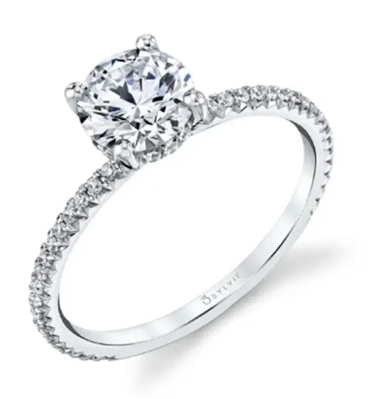 Ladies engagement rings size guide-14K White Gold 0.27ctw Diamond Classic Engagement Ring Mounting