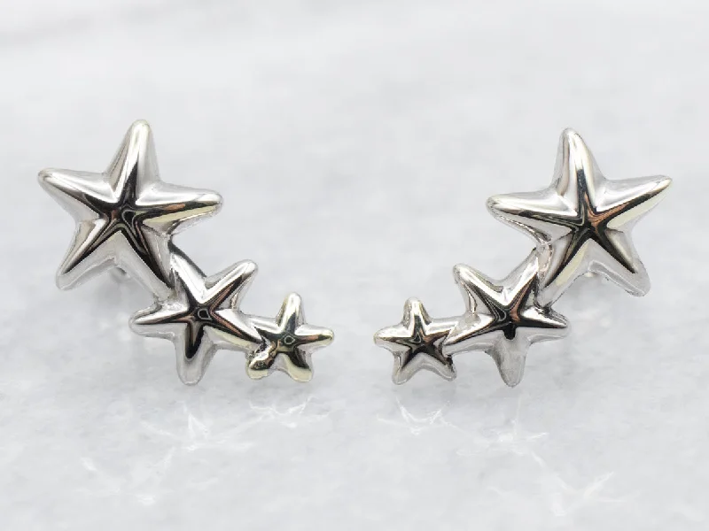 Ladies earrings Christmas gift designs-Star Drop Stud Earrings