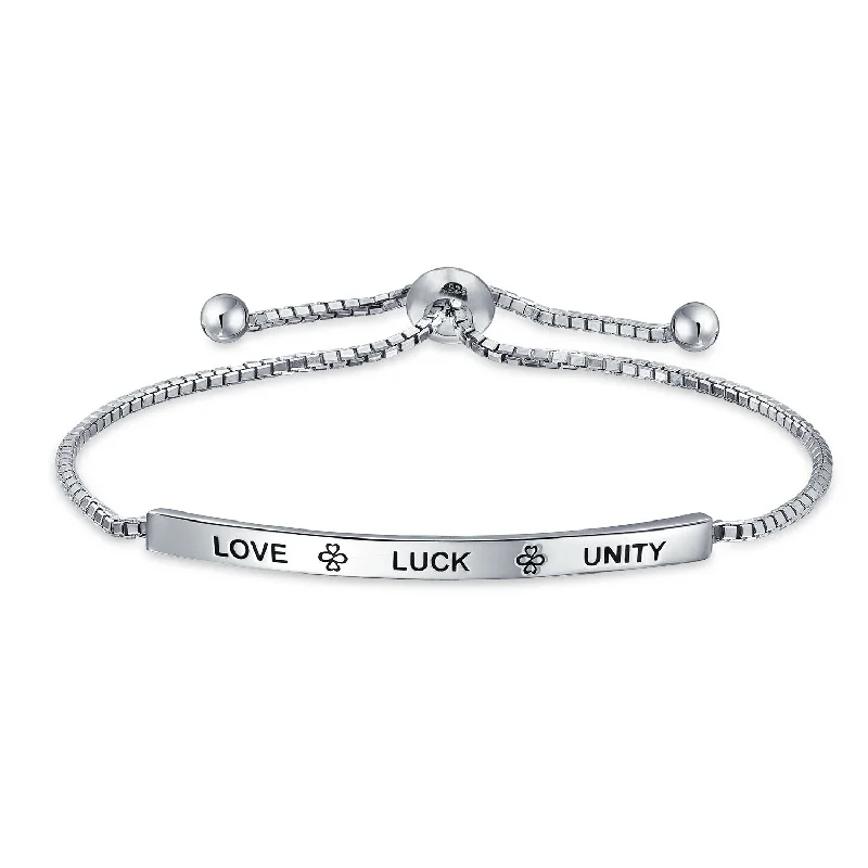 Ladies bracelets oversized cuff styles-Ayllu ID Bracelet Heart Infinity Clover for Love Luck & Unity in Sterling Silver