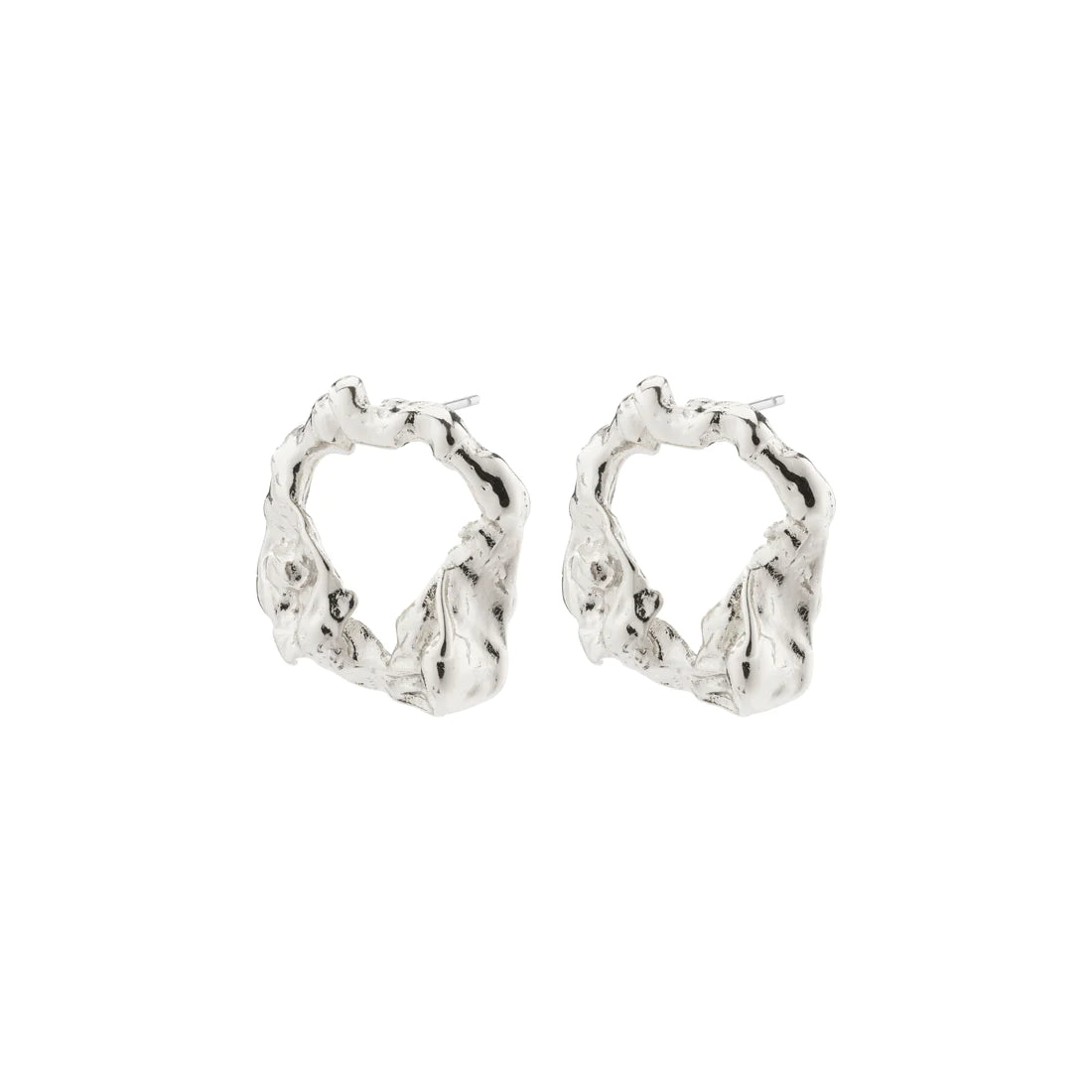 Ladies earrings abstract form earrings-Smile Silver Plated Earrings