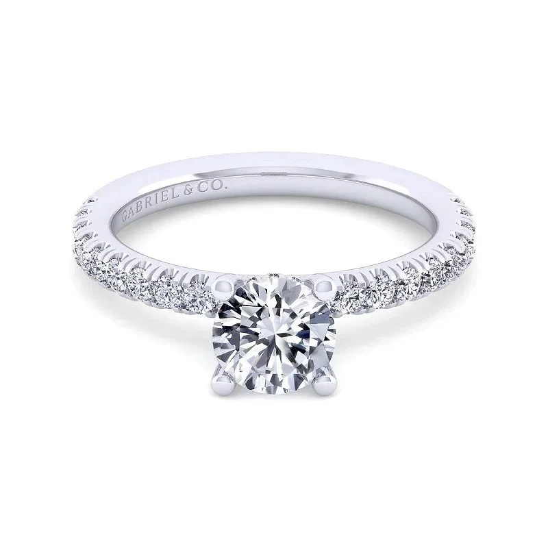 Ladies engagement rings designer halos-Ulani - 14K White Gold Round Diamond Engagement Ring (Setting Only)