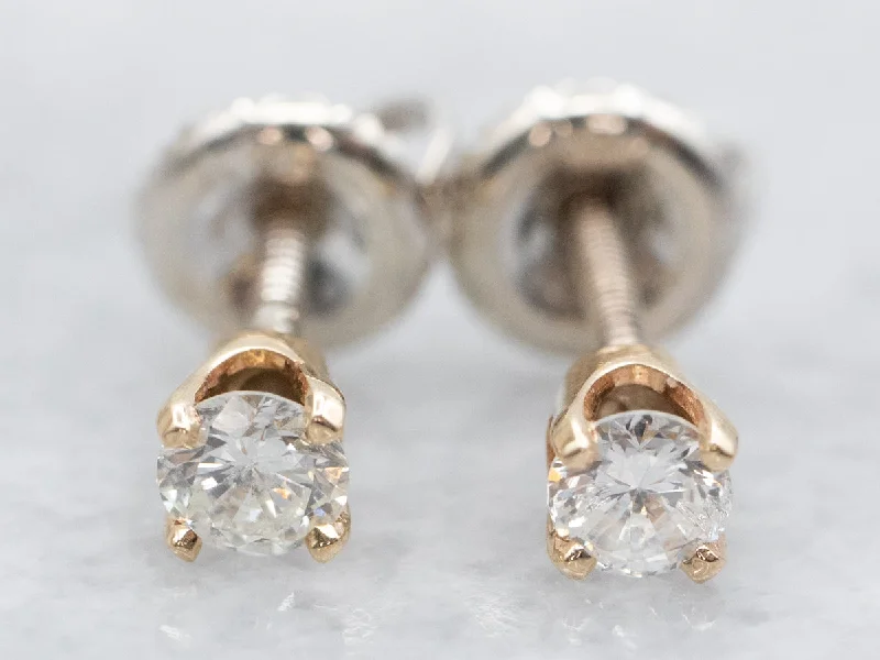 Ladies earrings handcrafted luxury styles-Two Tone Diamond Stud Earrings