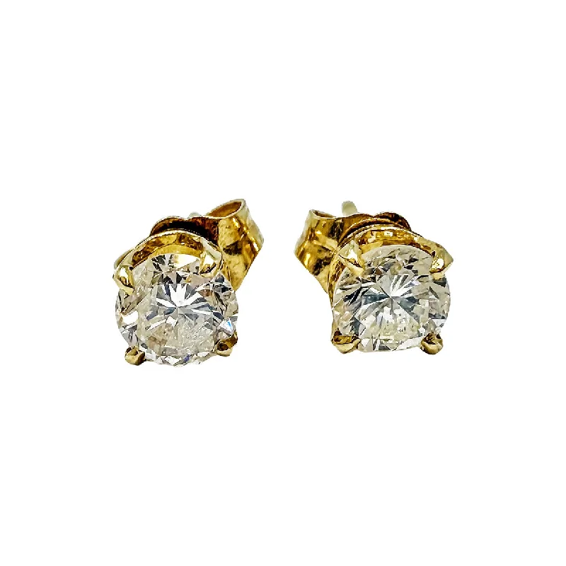 Ladies earrings pop art earrings-14K Gold Diamond Stud  Earrings