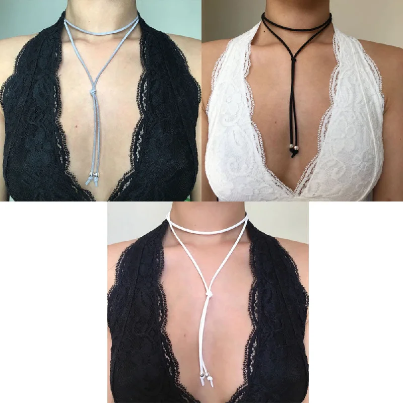 Ladies necklaces art deco necklaces-Sexy Sparkles 3 PCs Velvet Choker Necklace for Women Girls Gothic Choker Bolo Tie Chokers