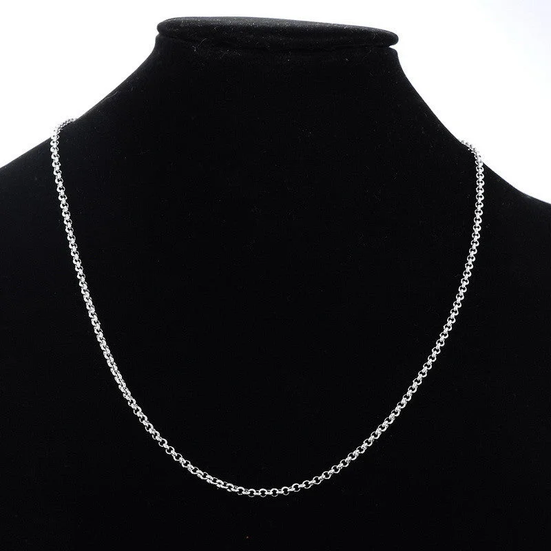 Ladies necklaces Korean fashion styles-SEXY SPARKLES Stainless Steel Jewelry Chain Necklace Silver Tone Link Cable Chain With Lobster Claw Clasp 20 1/8