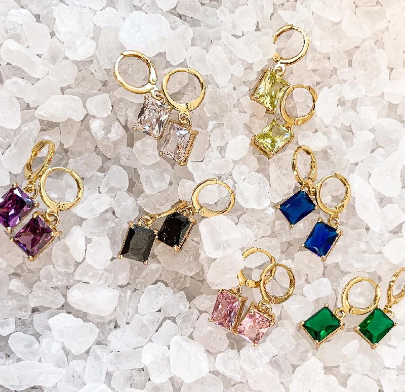 Ladies earrings sunken gem designs-rec drop earrings : more color options!