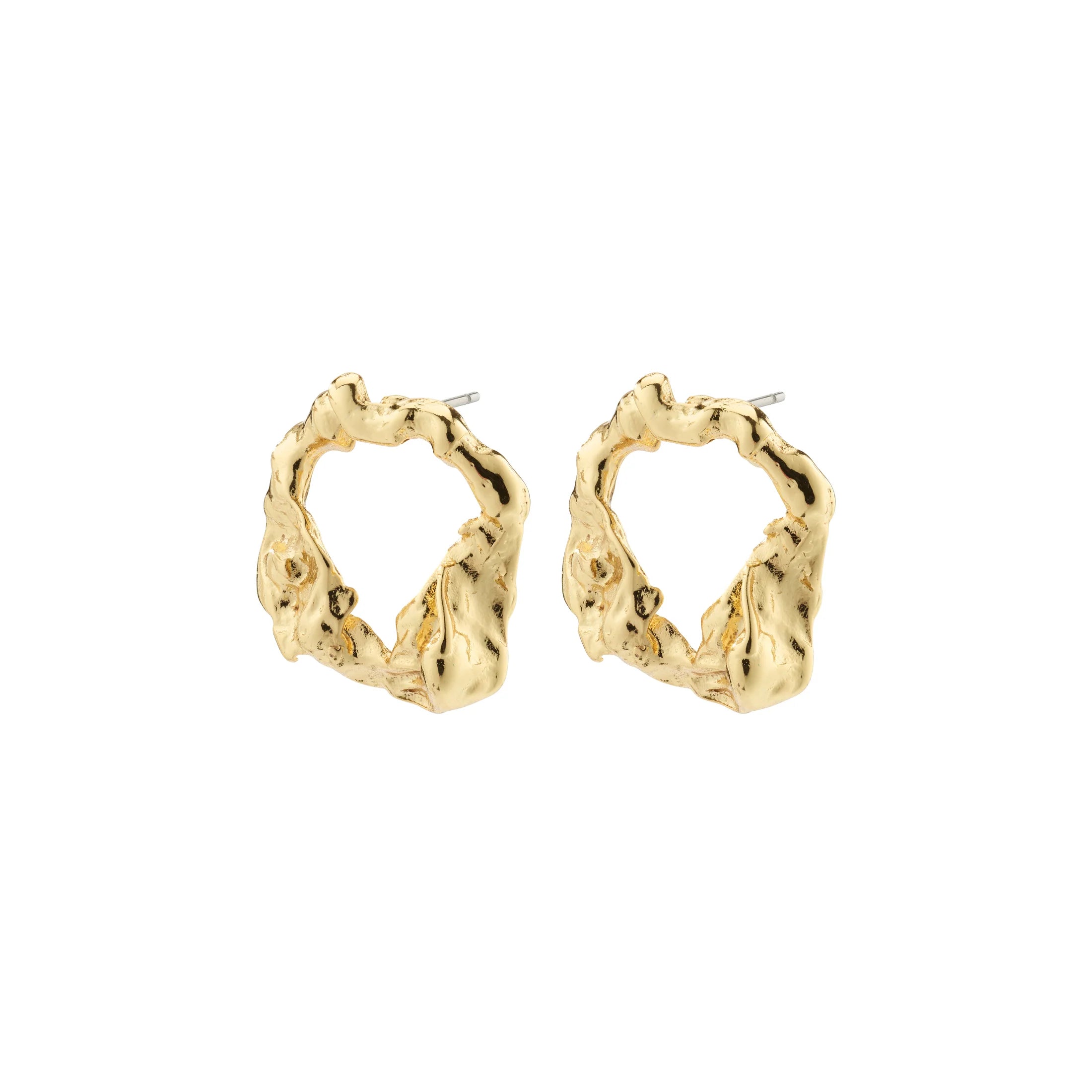 Ladies earrings wave pattern styles-Smile Gold Plated Earrings