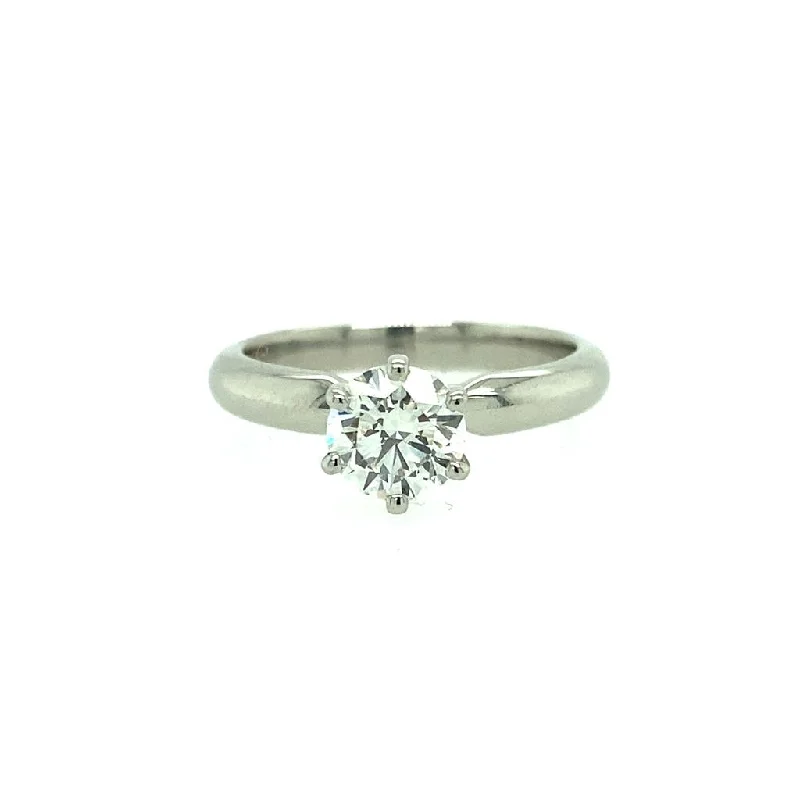 Ladies engagement rings three-stone gold-Estate Platinum 1.01ctw Round Diamond Solitaire Engagement Ring