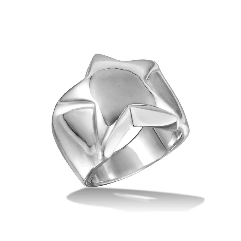 Ladies rings multi-stone designs-High Polished 925 Sterling Silver Star Ring - CR00721