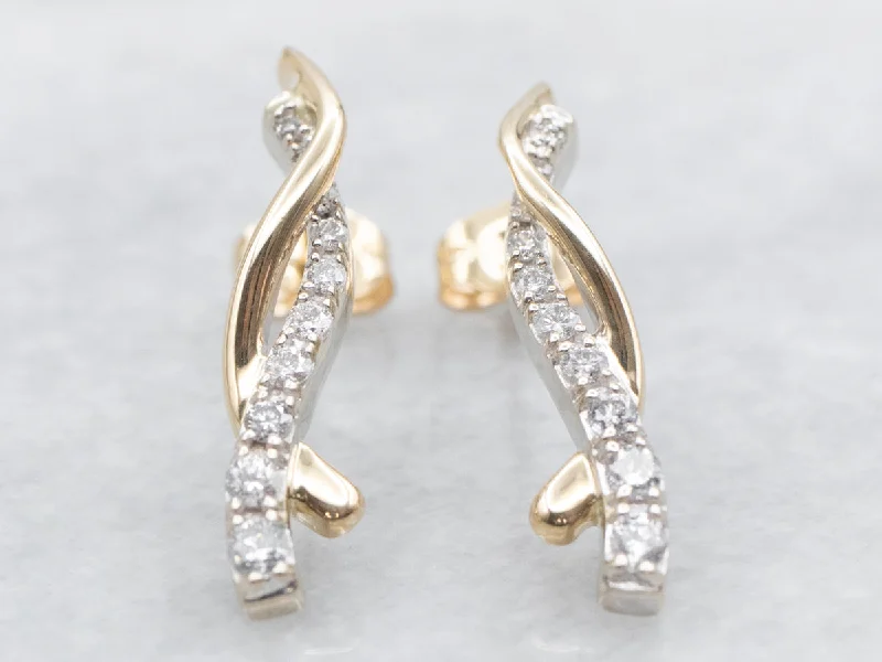 Ladies earrings milestone marker pieces-Twisting Diamond Drop Earrings