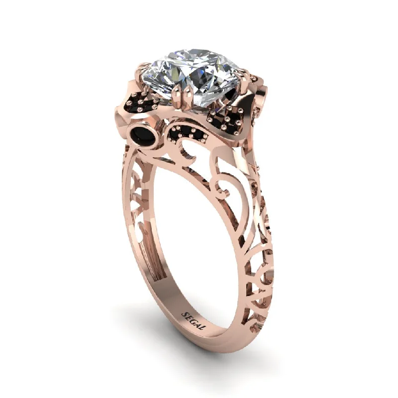 Ladies engagement rings lab-grown diamonds-Diamond Ornate Filigree Engagement Ring - Evie No. 32