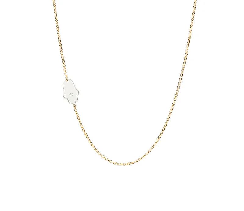 Ladies necklaces flexible chain necklaces-Dani Hamsa Diamond Necklace