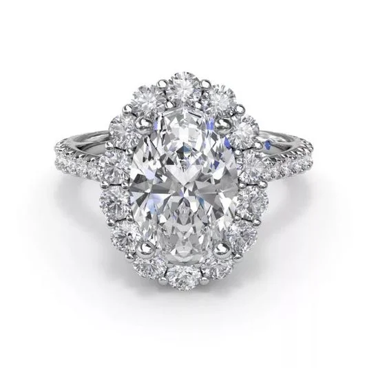 Ladies engagement rings timeless solitaires-Floral Halo Diamond Engagement Ring