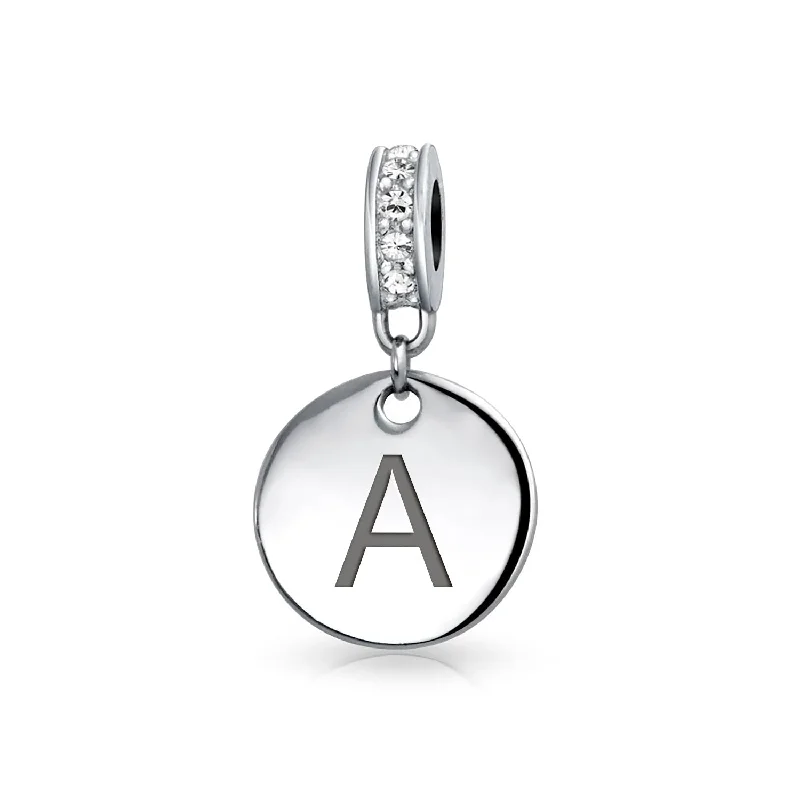 Ladies bracelets loose style bracelets-A-Z Monogram Crystal Accent Initial Alphabet Bead Charm for European Bracelet