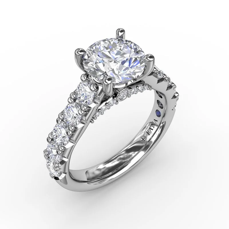 Ladies engagement rings heirloom pieces-Classic Round Chunky Diamond Solitaire Engagement Ring