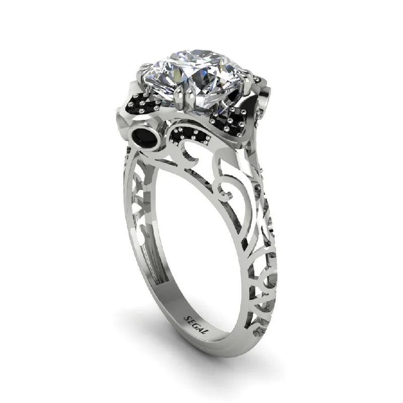 Ladies engagement rings designer labels-Diamond Ornate Filigree Engagement Ring - Evie No. 33