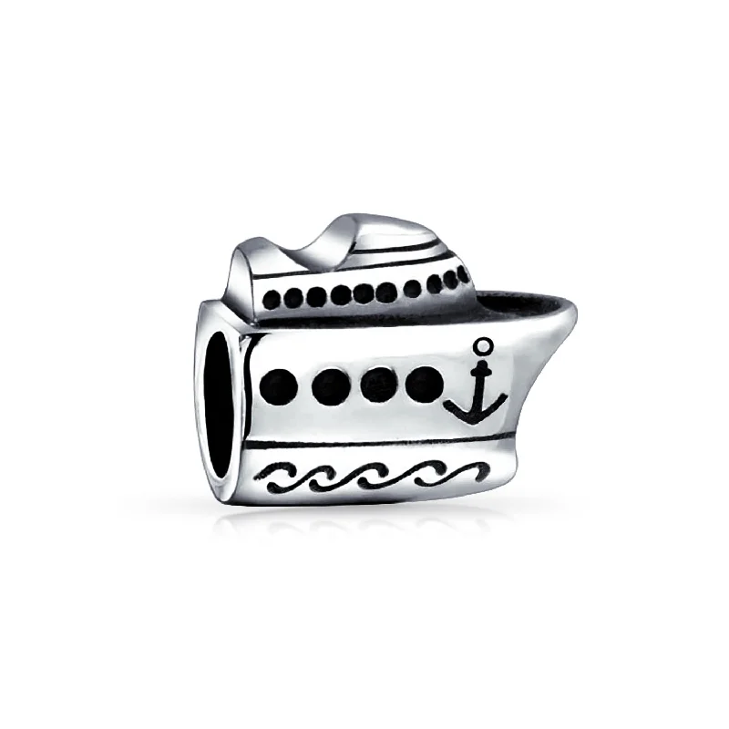 Ladies bracelets comfort curve styles-Ocean Liner Yacht Charm Bead Sterling Silver for European Bracelet