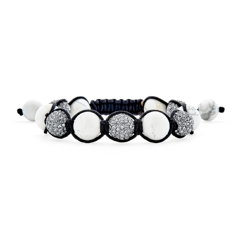 Ladies bracelets platinum luxury bracelets-Black Navy Blue Gold Tone Bead Strand Bracelet with Pave Crystal Ball for Men