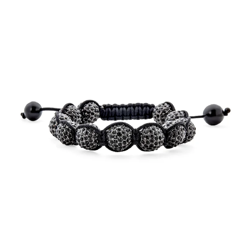 Ladies bracelets meaningful symbol styles-Black Blue White Gold Tone Strand Bracelet with Pave Crystal Disco Ball