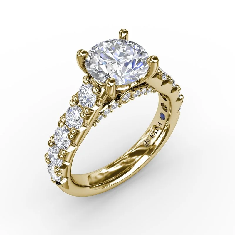 Ladies engagement rings worldwide appeal-Classic Round Chunky Diamond Solitaire Engagement Ring