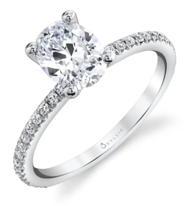 Ladies engagement rings three-stone-14K White Gold 0.21ctw Diamond Classic Engagement Ring Mounting