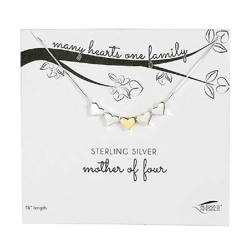 Ladies necklaces anniversary necklace designs-Mother of Four Necklace Sterling Silver 18"