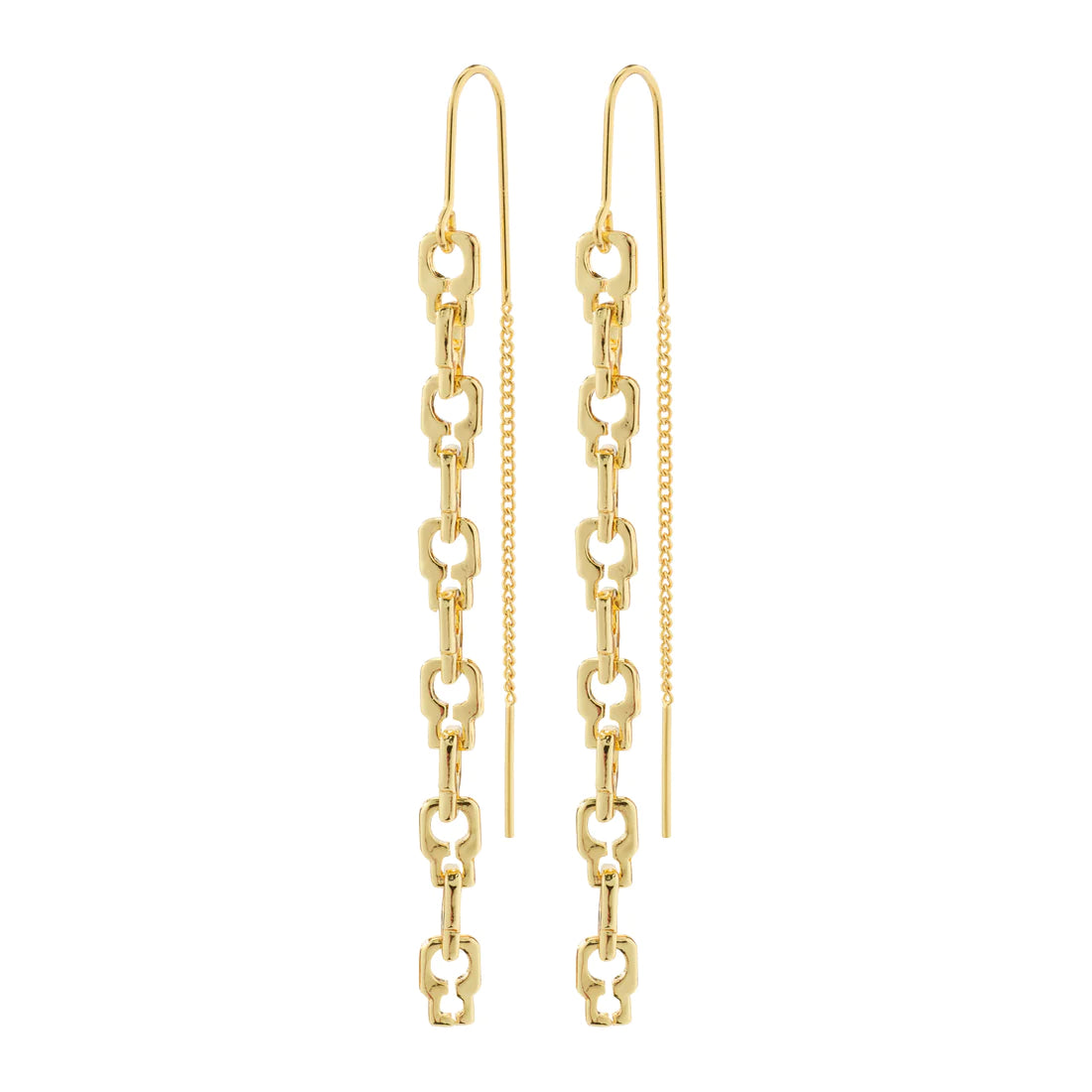 Ladies earrings light feel designs-Live Gold Plated Chain Pull Through Earrings