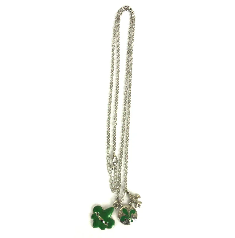 Ladies necklaces 2025 style trends-Fleur De Lis Charm Necklace Green