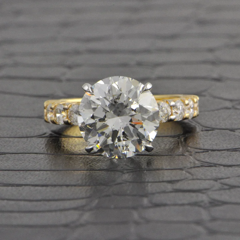 Ladies engagement rings upcycled diamond cuts-GIA 5.01 ct. G-SI2 Round Brilliant Cut Diamond Engagement Ring