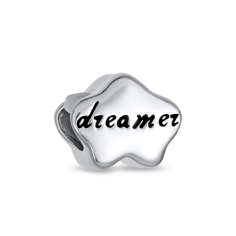 Ladies bracelets medium width styles-Hopes & Dreams Cloud Charm Bead in Oxidized Sterling Silver for European Bracelet