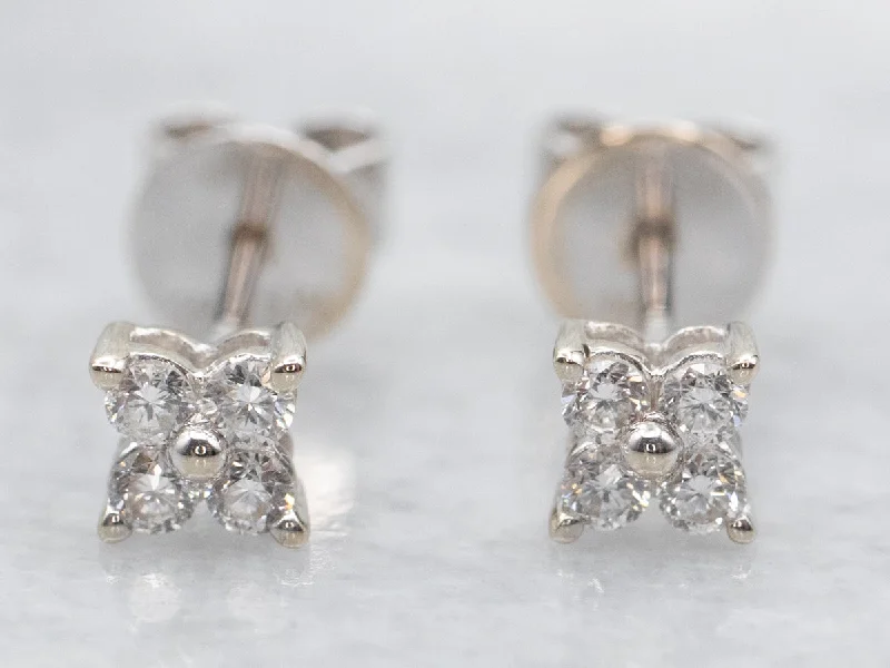 Ladies earrings bezel set styles-Floral Diamond Stud Earrings