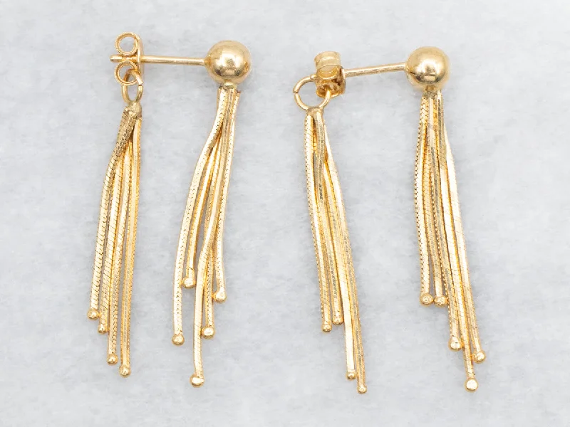 Ladies earrings step cut designs-Gold Ball and Tassel Drop Earrings