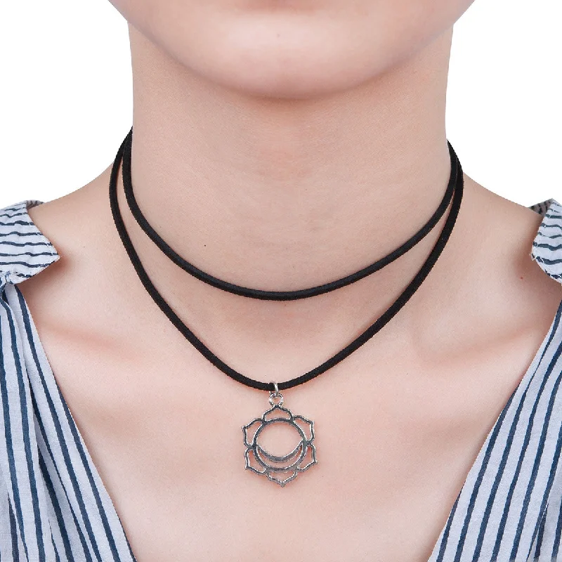 Ladies necklaces trendy fashion picks-Sexy Sparkles Velvet Suede Double Layer Chakra Choker Energy Necklace for Women Girls (B:Swadisthana /Svadhisthana)