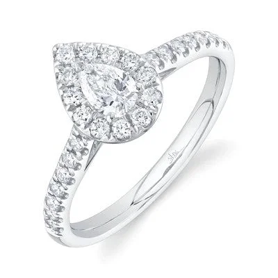 Ladies engagement rings modern halo-0.30CT-CTR(PEAR) 0.32CT-SIDE DIAMOND ENGAGEMENT RING