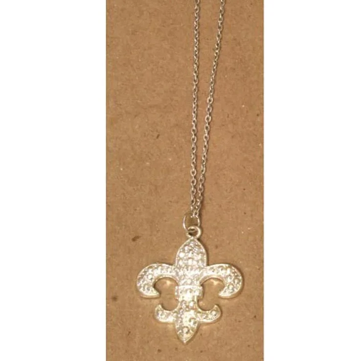 Ladies necklaces impressionist vibe necklaces-Fleur De Lis Necklace Silver