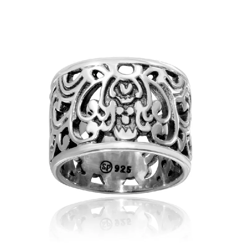 Ladies rings casual chic vibes-High Polished 925 Sterling Silver Old Fashioned Ring - CR00731