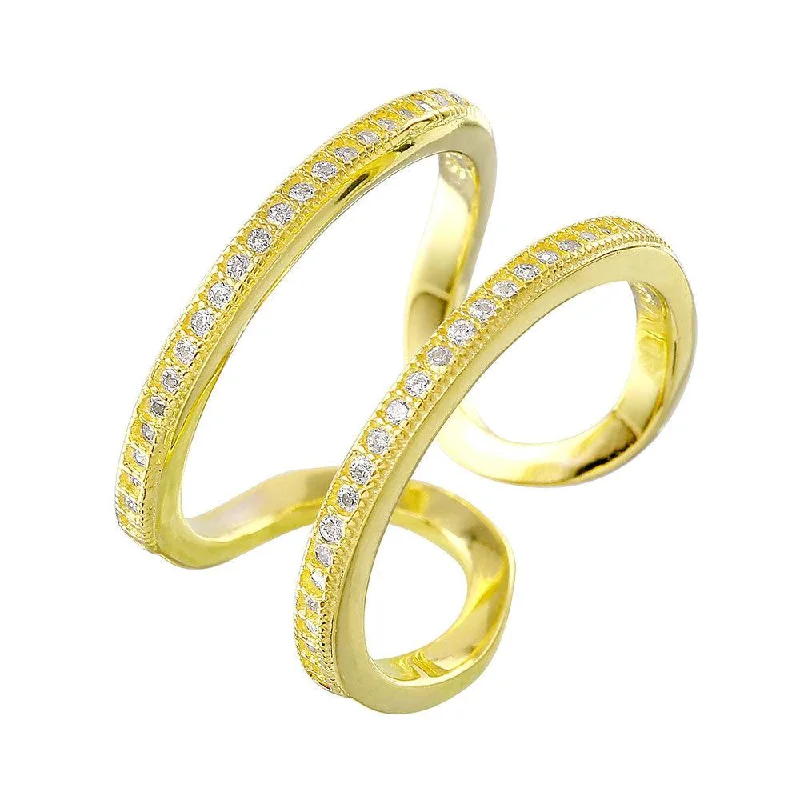 Ladies rings surrealist style designs-Silver 925 Gold Plated Entangling Ring - STR01022GP