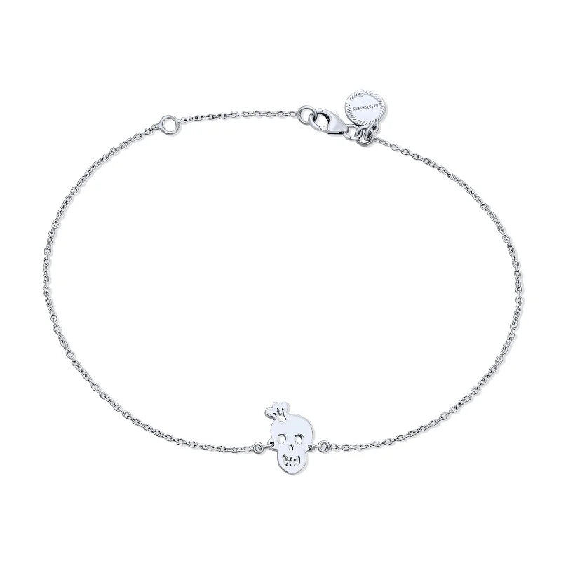 Ladies bracelets bespoke jewelry picks-Whimsical Anklet Ankle Bracelet Heart Eyes Pirate Charm Skull Sterling Silver