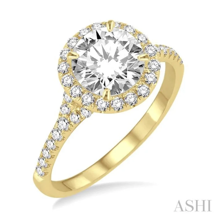 Ladies engagement rings large stones-3/8 Ctw Diamond Semi-mount Engagement Ring in 14K Yellow Gold