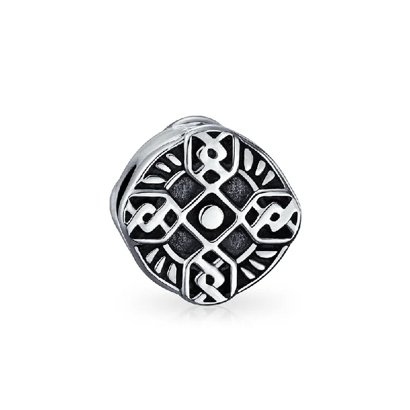 Ladies bracelets animal-inspired themes-Celtic Trinity Cross Charm Bead Sterling Silver for European Bracelets