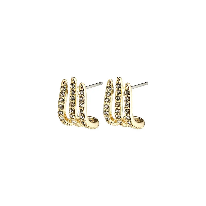 Ladies earrings bold silhouette earrings-Kaylee Gold Plated Crystal Earrings