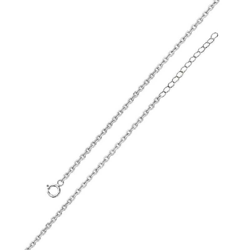 Ladies rings channel set rings-Rhodium Plated 925 Sterling Silver Adjustable Extension Chain 1.6mm - S040RH-SPRING