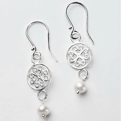 Ladies earrings asymmetrical pair picks-"Southern Gates" Earrings with Choice of Pearls.