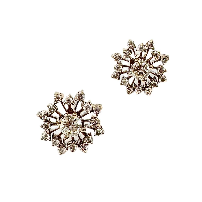 Ladies earrings cultural celebration styles-18K Gold Stud Earrings with Diamonds