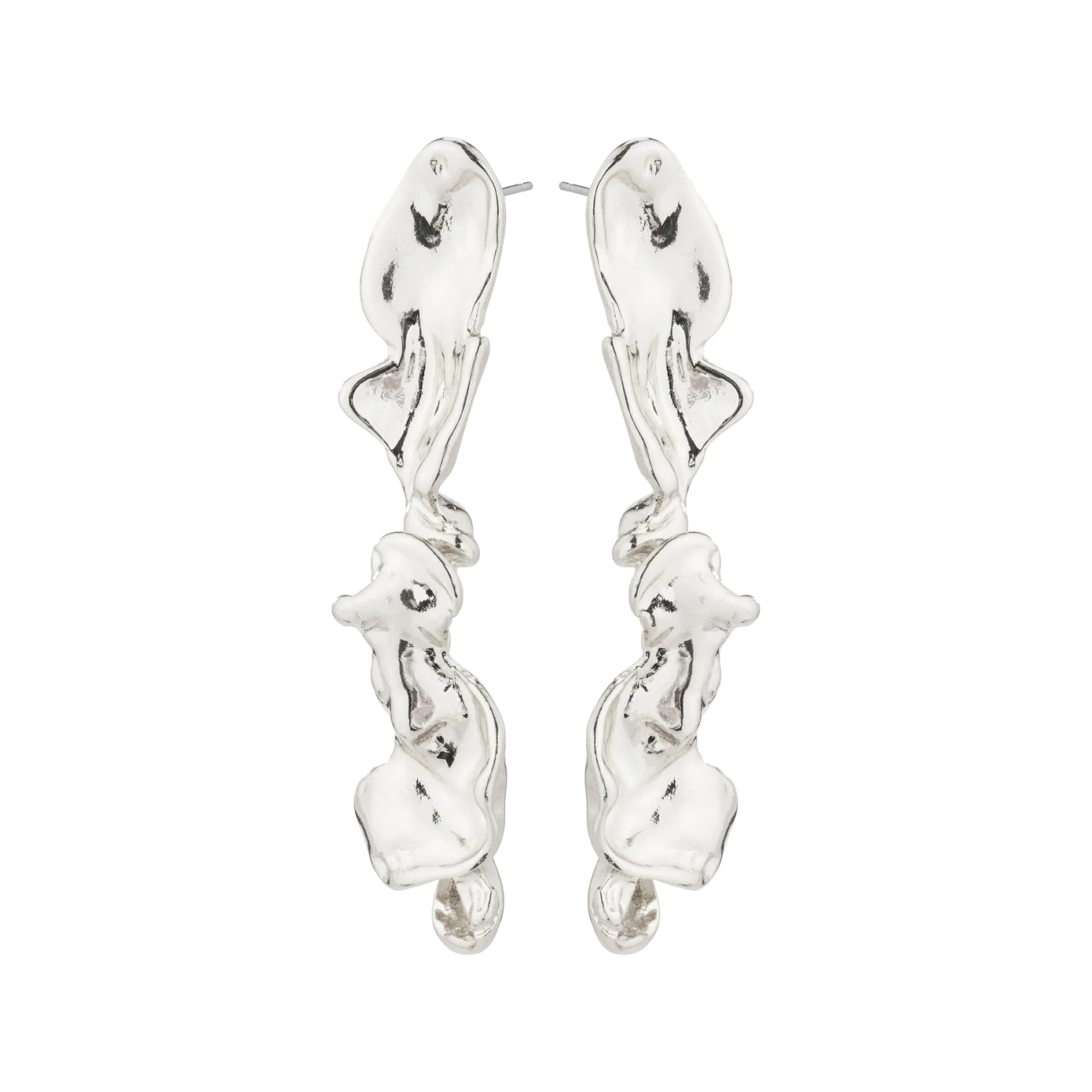 Ladies earrings futuristic design styles-Pulse Silver Plated Earrings