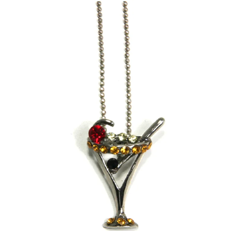 Ladies necklaces fixed gem designs-Drink Necklace Topaz Martini