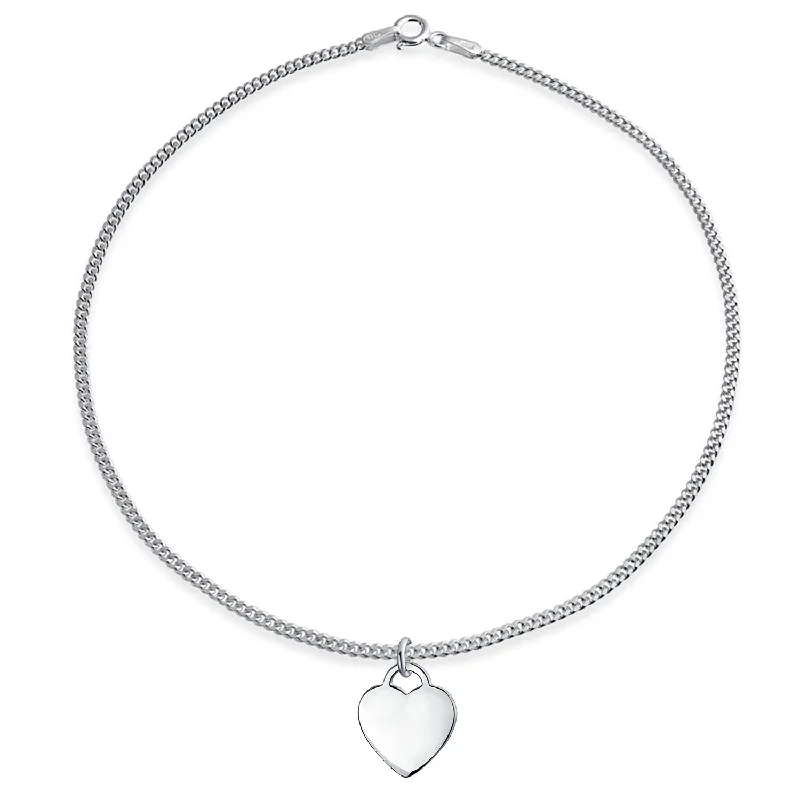 Ladies bracelets multi-stone bracelets-Tiny Minimalist ABC Heart Initial Anklet Ankle Bracelet Sterling Silver 9-10 Inch