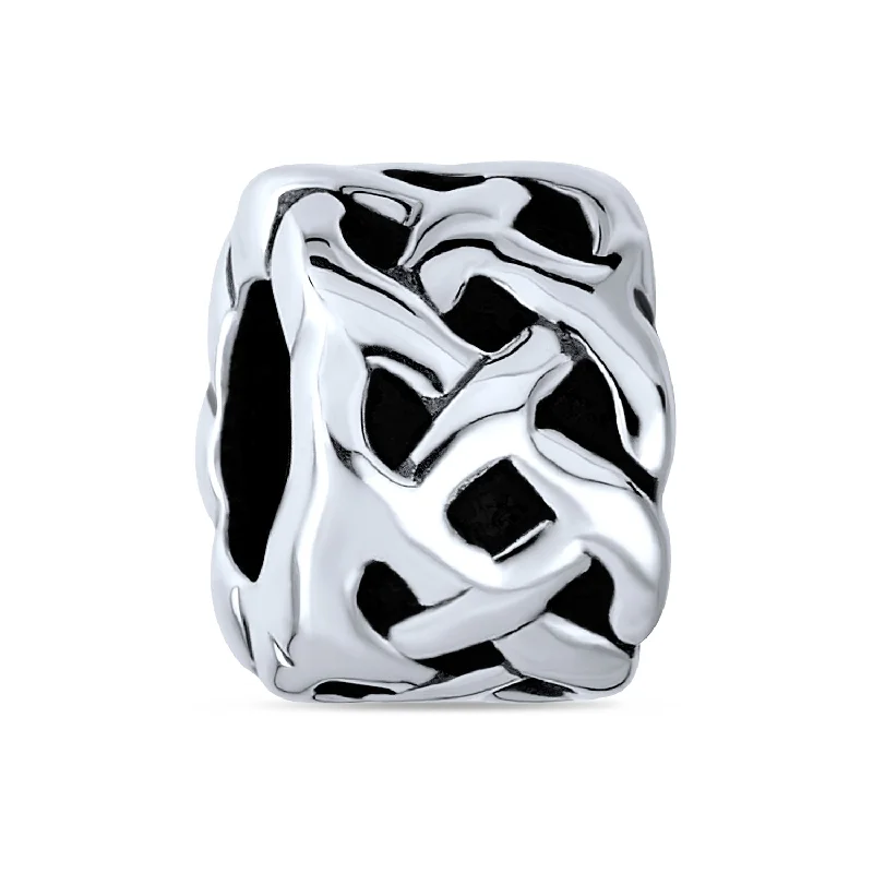 Ladies bracelets rotating gem designs-Irish Celtic Love Knot Charm Bead Silver Spacer for European Bracelets Couples