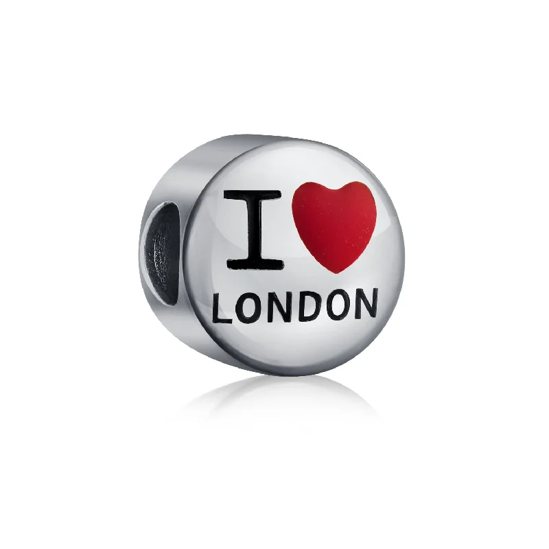 Ladies bracelets gothic aesthetic appeal-I Love London Charm Bead Enamel Sterling Silver for European Bracelets